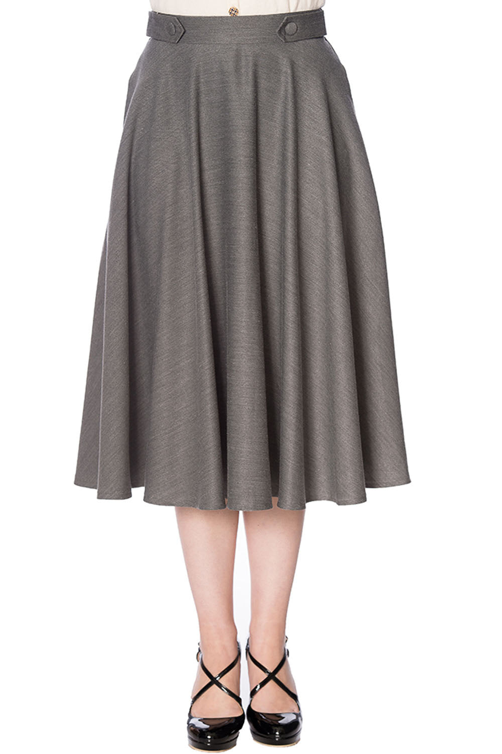 Di Di 50s Swing Skirt in Grey by Banned Retro