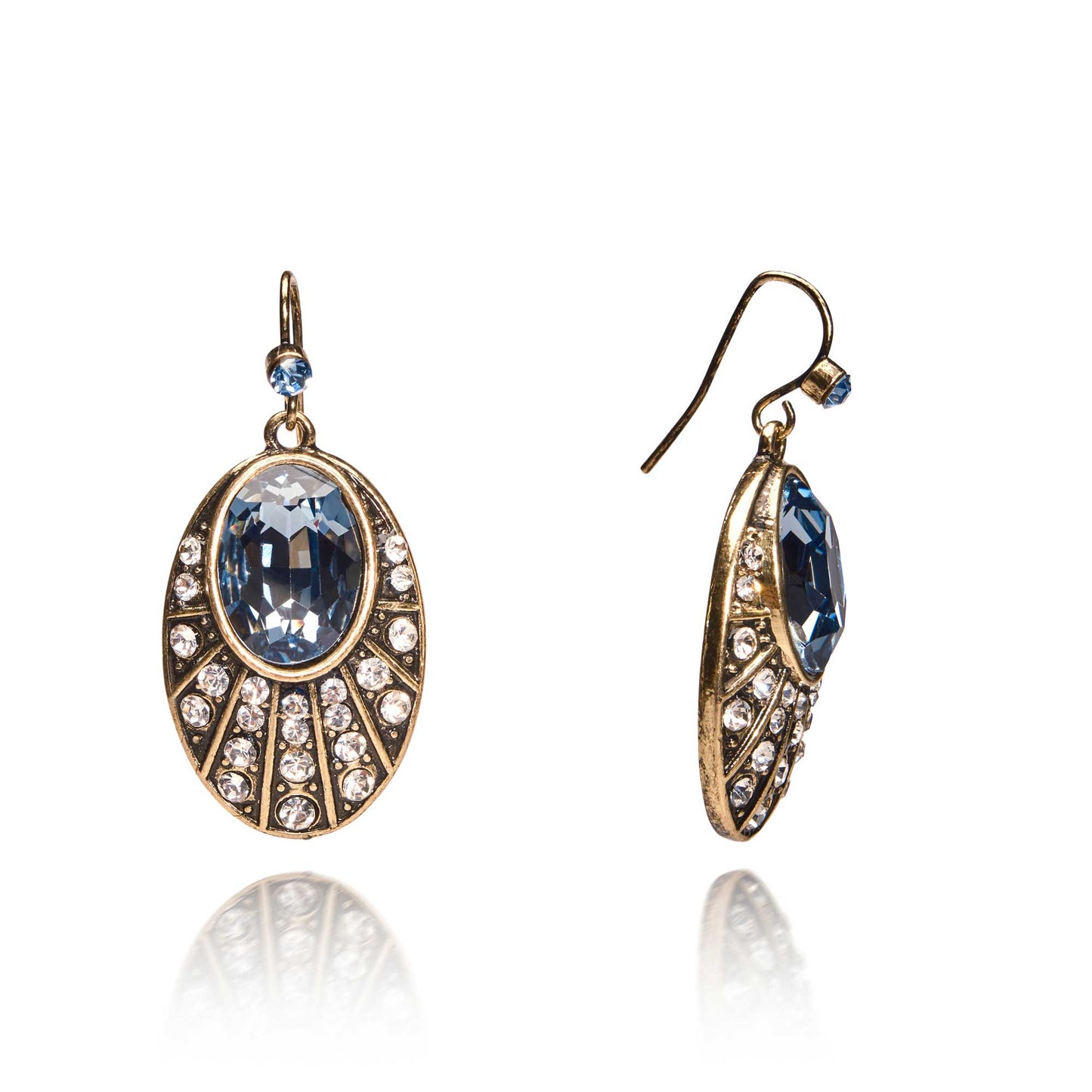 Sapphire Oval Stone 1920s Earrings by Lovett & Co