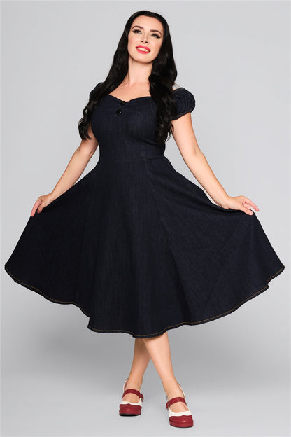 Dolores Denim Doll Dress by Collectif Lemonie Boutique Dolores Denim Doll Dress by Collectif Lemonie Boutique