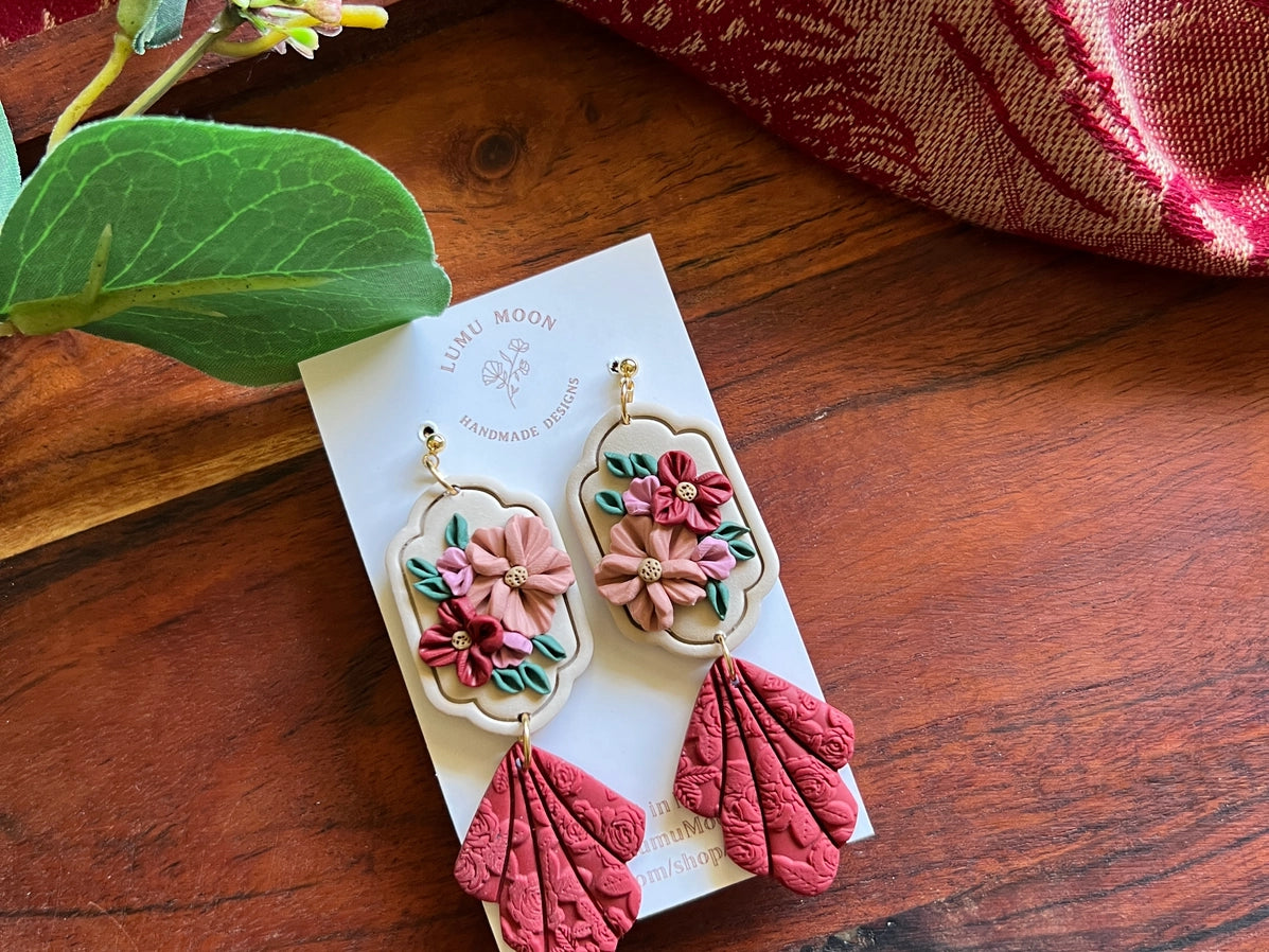 Red & Floral Bouquet Earrings by Lumu Moon