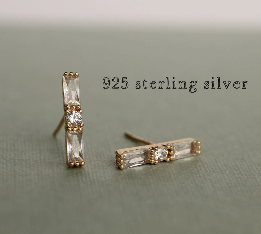 Art Deco Baguette Stud Earrings