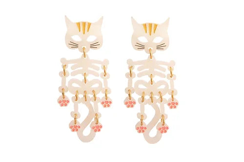 Skeleton Cat Earrings by LaliBlue