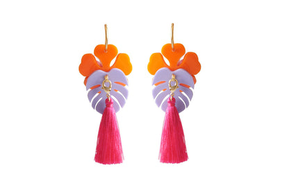 Tropical Orange Flower Earrings by LaliBlue