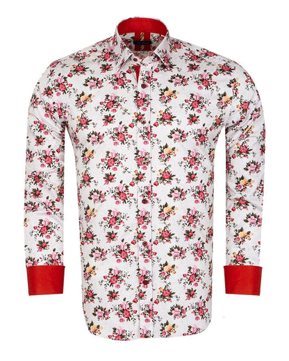 White Flower Print with Matching Handkerchief by Oscar Banks