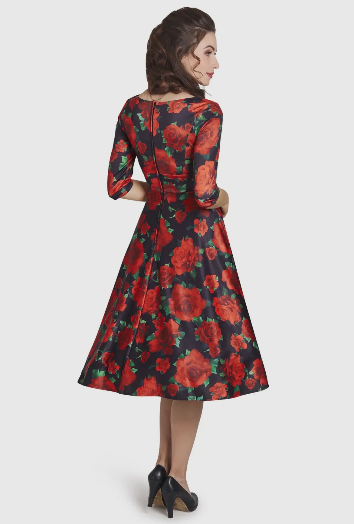 Debra Long Sleeve Rose Print Dress by Dolly & Dotty