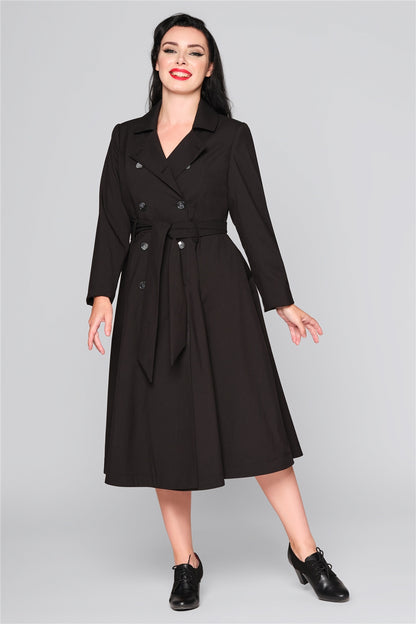 Korrina Black Trench Coat by Collectif