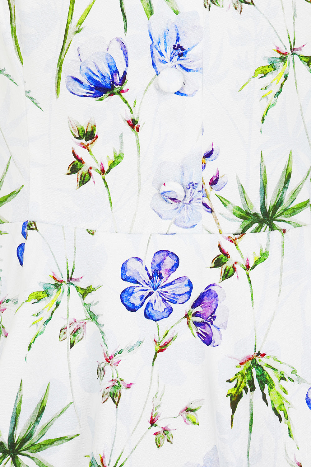 Close up look at the purple flower print of the Bella dress