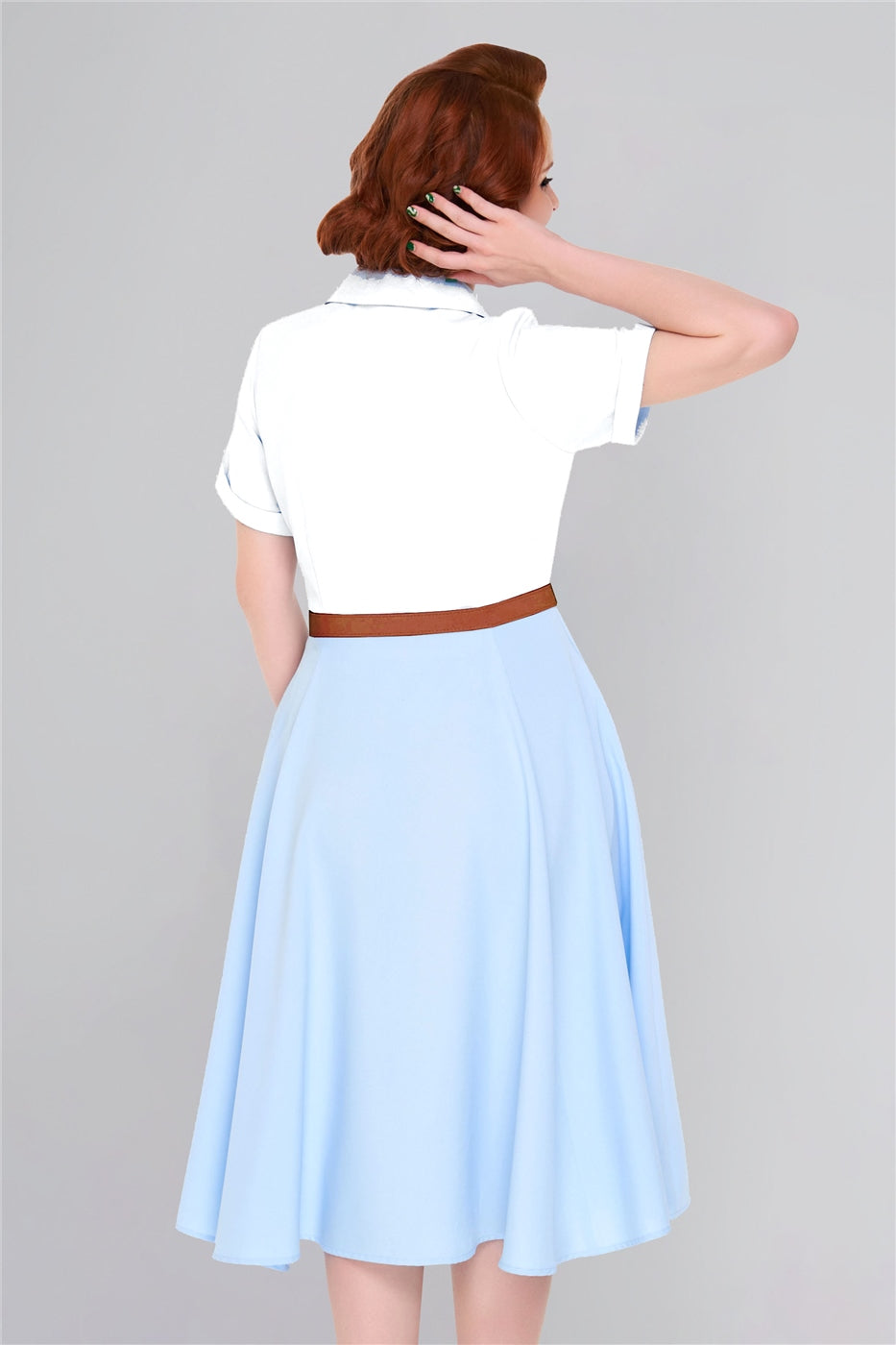 Christine Blue Plain Skirt by Collectif X Lindy Bop