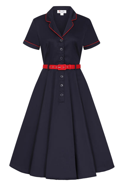 Christine Navy and Red 50s Dress by Lindy Bop