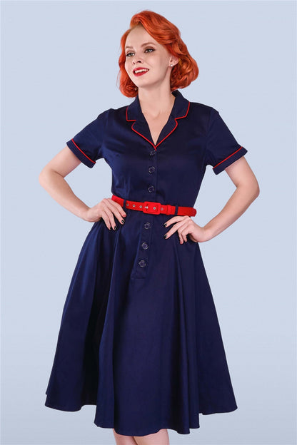 Christine Navy and Red 50s Dress by Lindy Bop