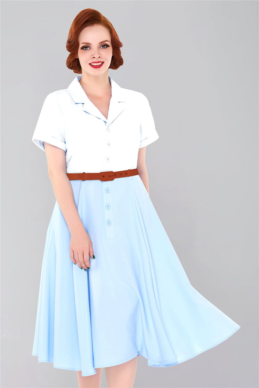 Christine Blue Plain Skirt by Collectif X Lindy Bop