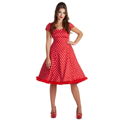 Claudia 50s Style Red and White Polka Swing Dress by Dolly & Dotty