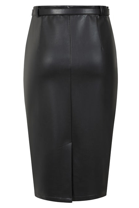 Ada Black PU Pencil Skirt