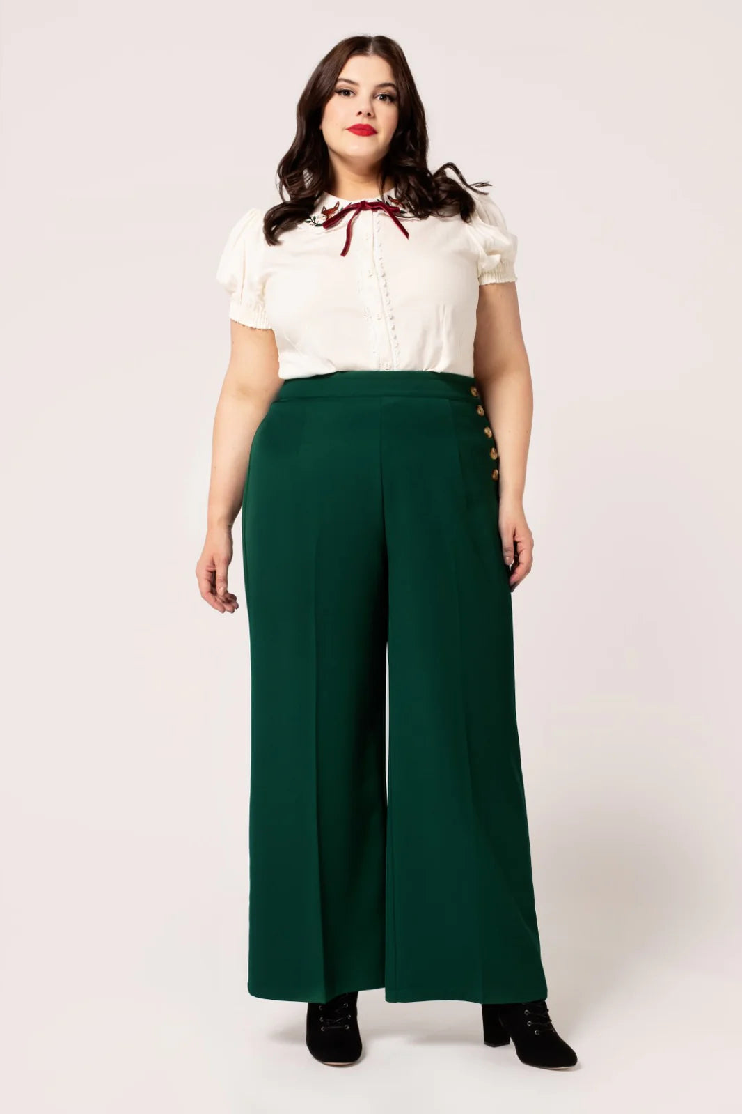 Ginger Dark Green Trousers by Hell Bunny