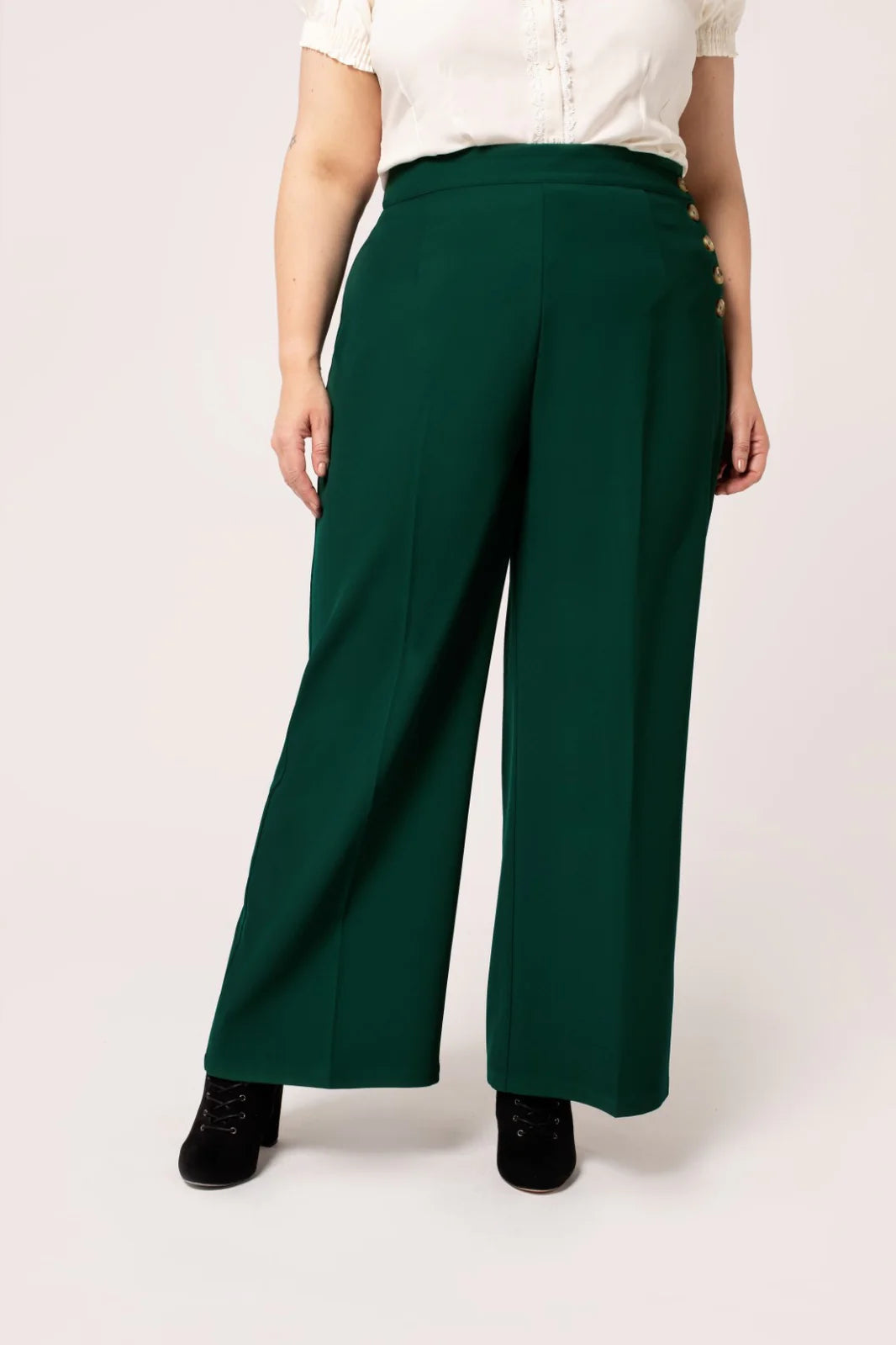 Ginger Dark Green Trousers by Hell Bunny