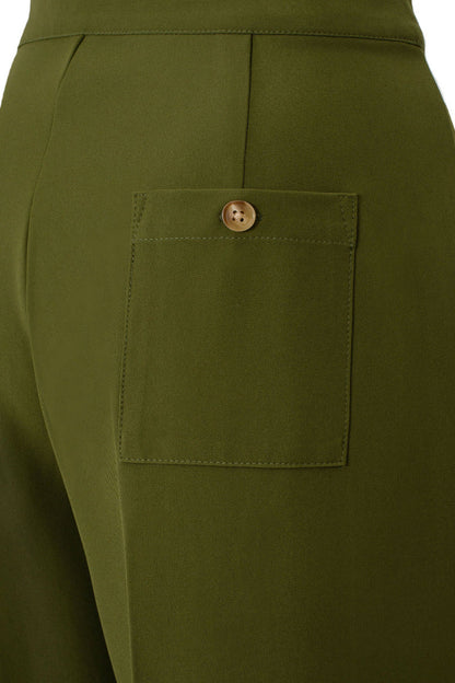 Ginger Swing Trousers in Khaki Green by Hell Bunny