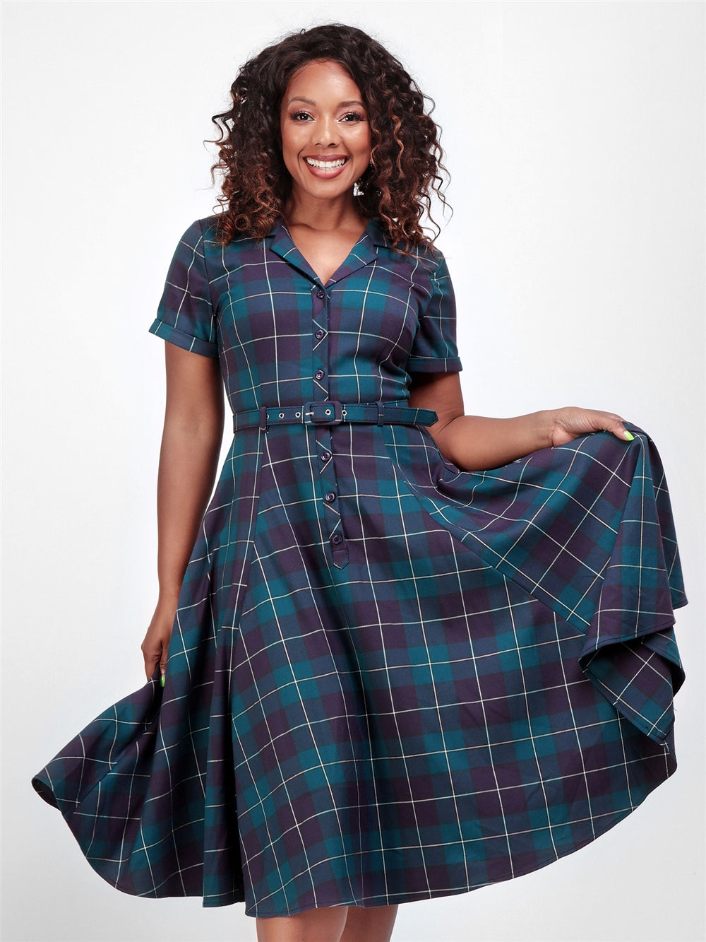 Caterina Mermaid Check Swing Dress by Collectif Lemonie Boutique Caterina Mermaid Check Swing Dress by Collectif Lemonie Boutique