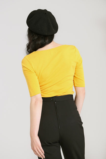 Philippa Top in Mustard by Hell Bunny