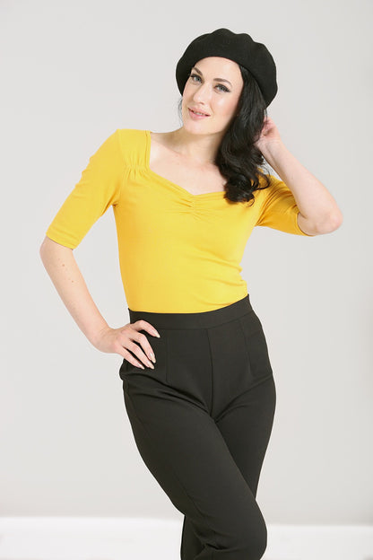 Philippa Top in Yellow by Hell Bunny
