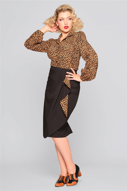 Anita Leopard Waterfall Skirt by Collectif
