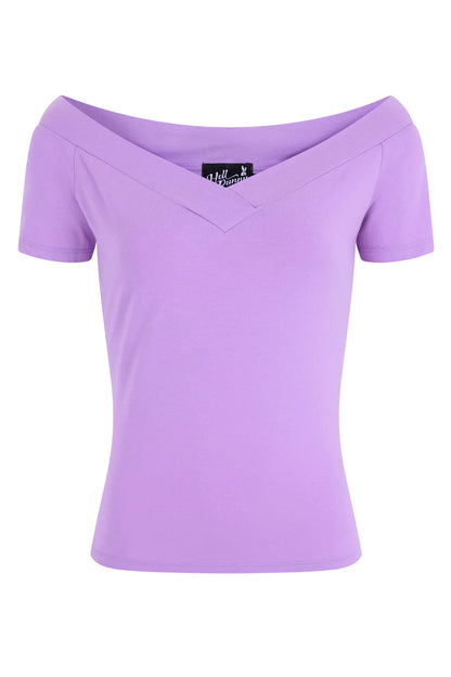 The lilac Alex Top by Hell Bunny against a plain background