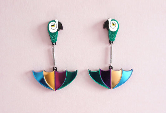 Mary Poppins Parrot Umbrella Earrings by LaliBlue