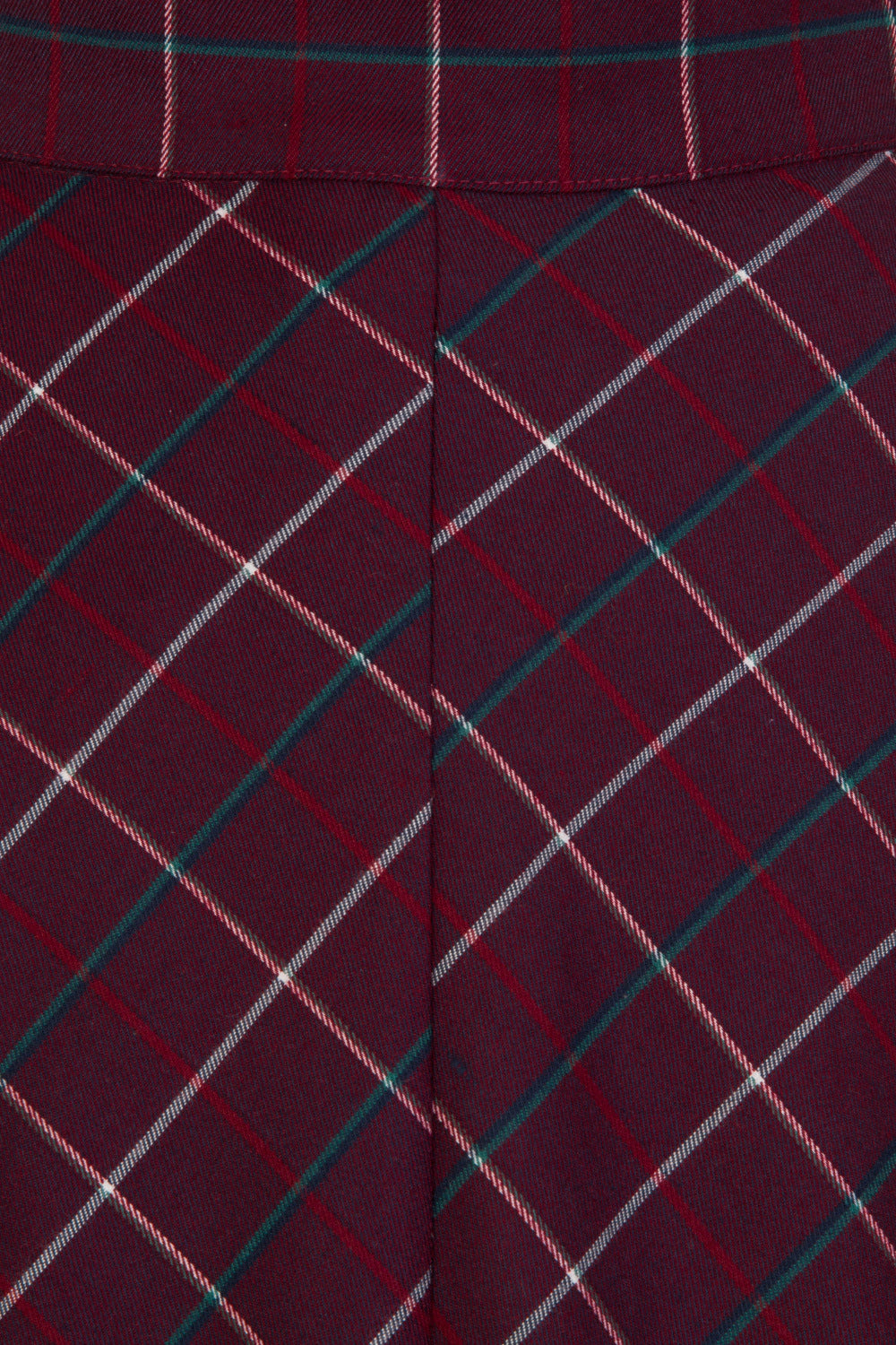 Seams at the back of the skirt and closeup of the check print