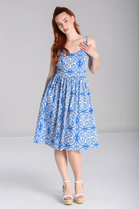 Sicily Blue Summer Dress by Hell Bunny