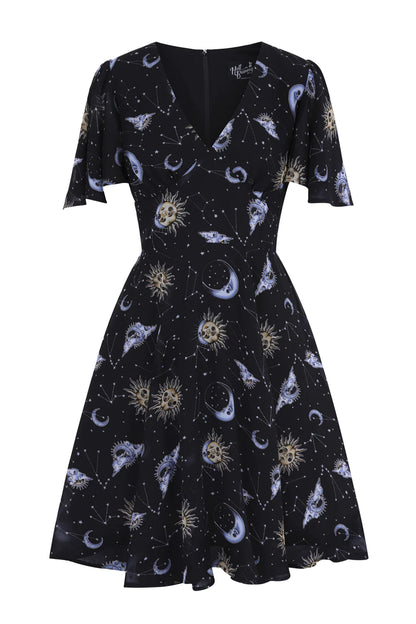 The Solaris Moon and Stars Dress against a plain white background