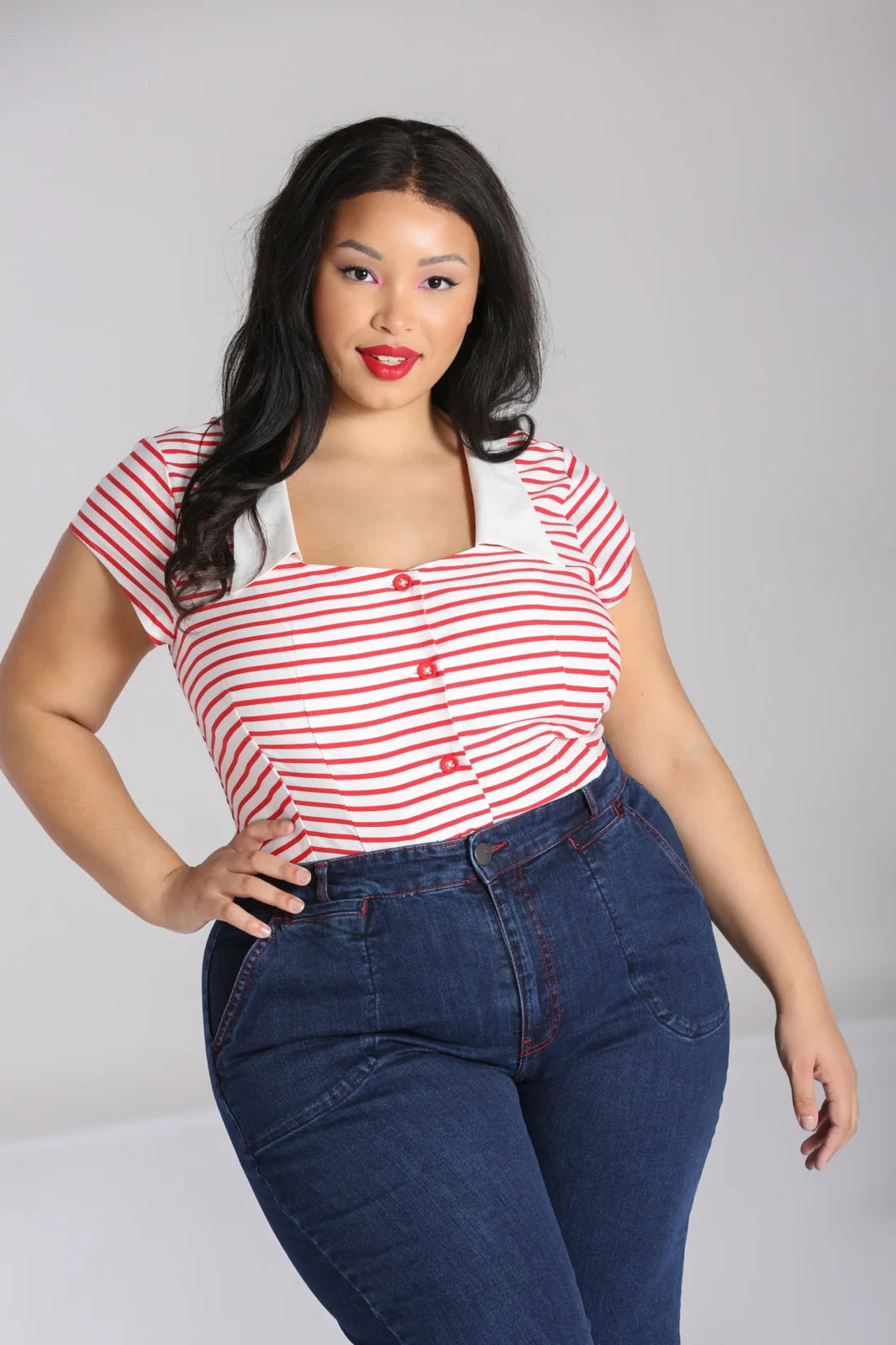 Ahoy stripe Top by Hell Bunny