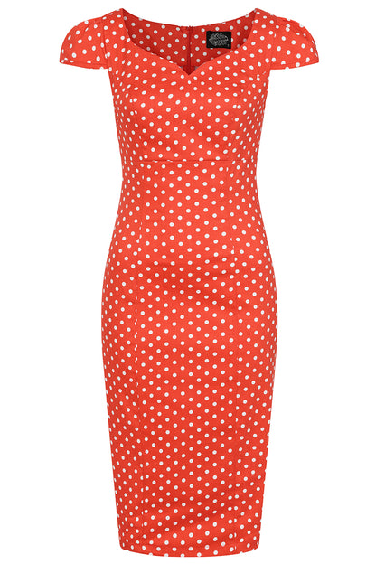 Alexis Red Polka Wiggle Dress by Hearts and Roses