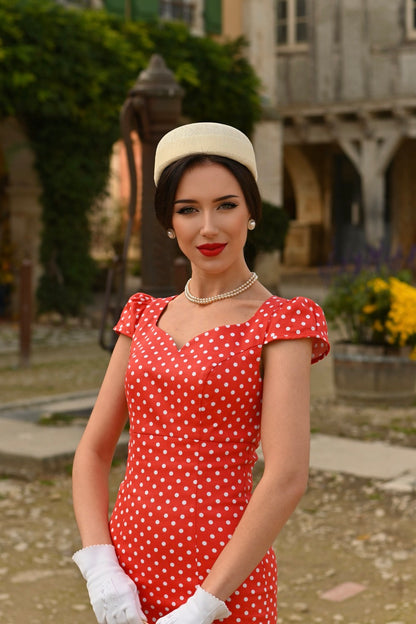 Alexis Red Polka Wiggle Dress by Hearts and Roses