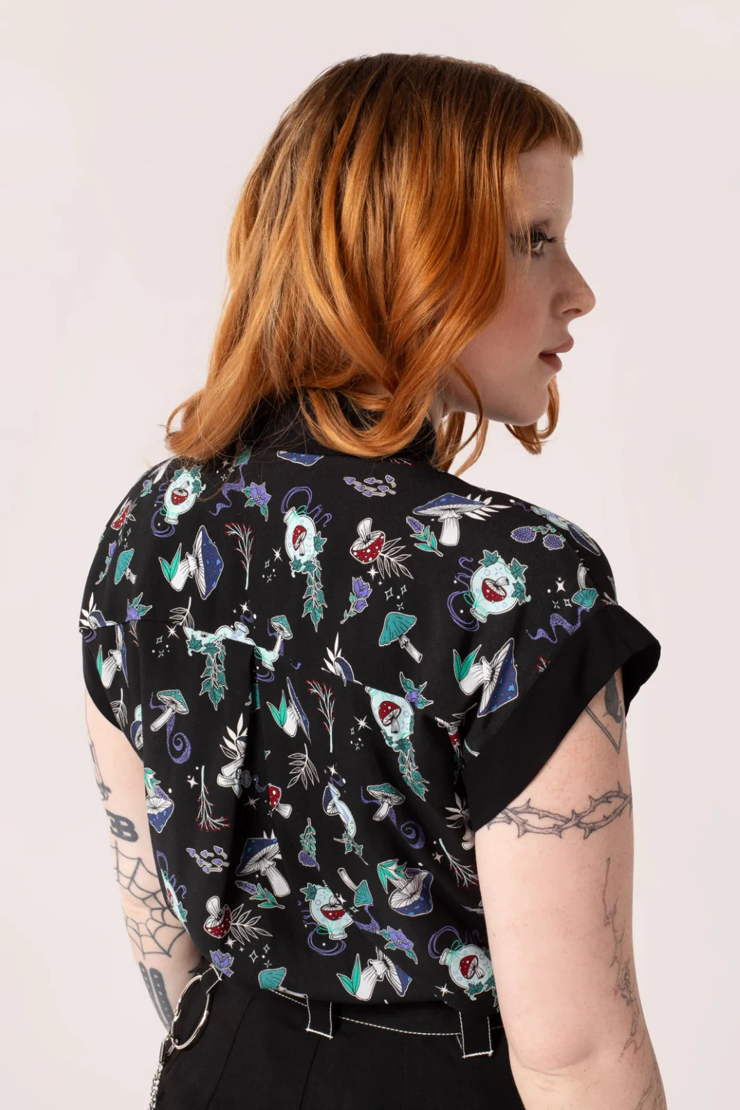 Amanita Mushroom Print Shirt by Hell Bunny