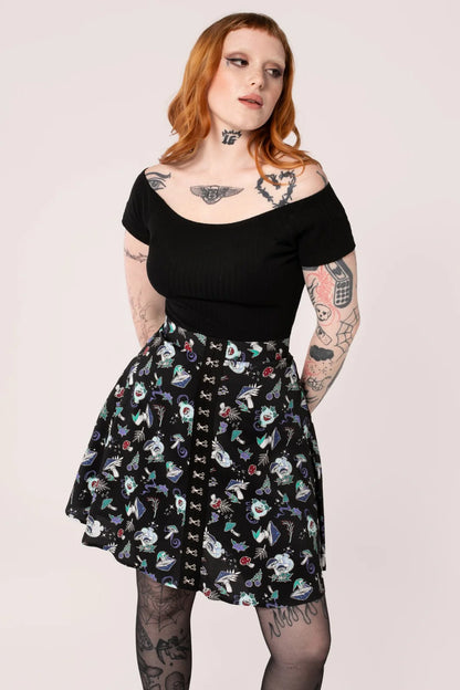 Amanita Mushroom Print Skirt by Hell Bunny