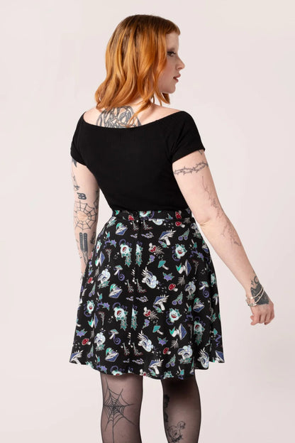 Amanita Mushroom Print Skirt by Hell Bunny