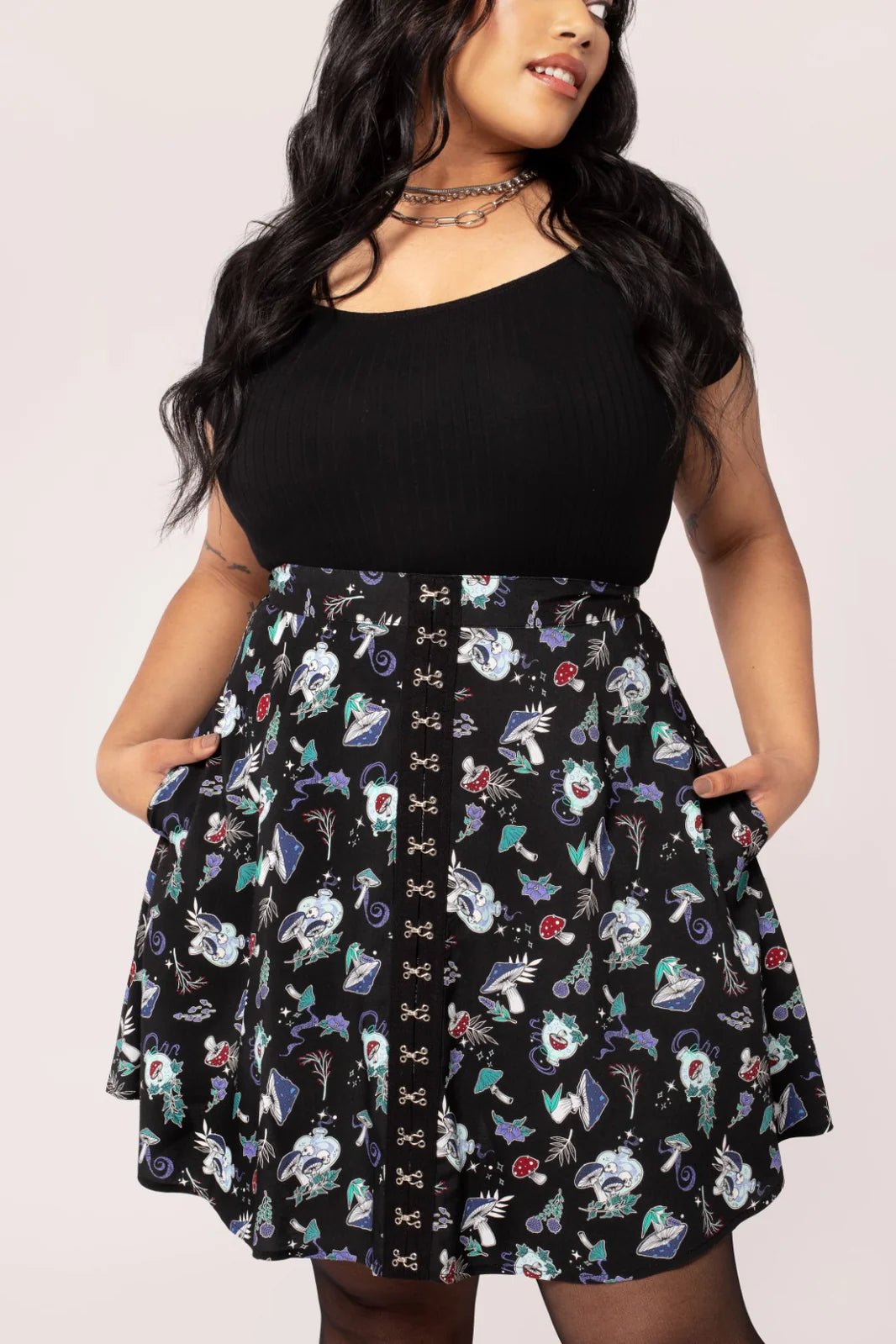 Amanita Mushroom Print Skirt by Hell Bunny