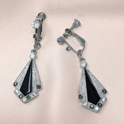 Art Deco Enamel Clip-On Earrings