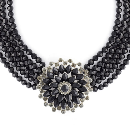 Audrey Jet Flower Necklace by Lovett & Co