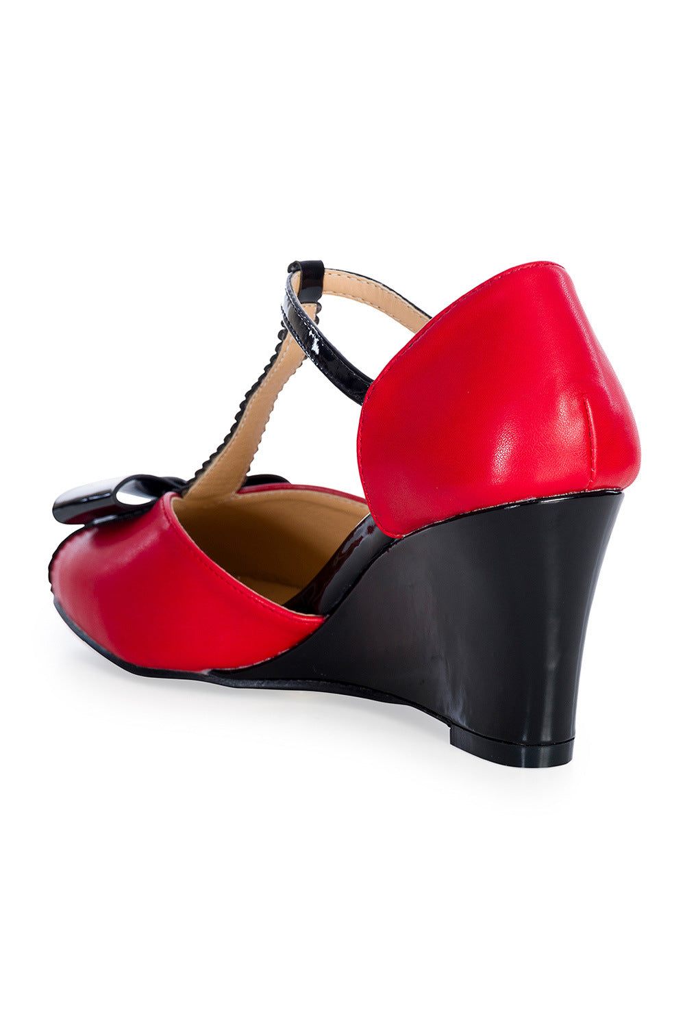 Bow Vixen Red/Black Wedges by Banned