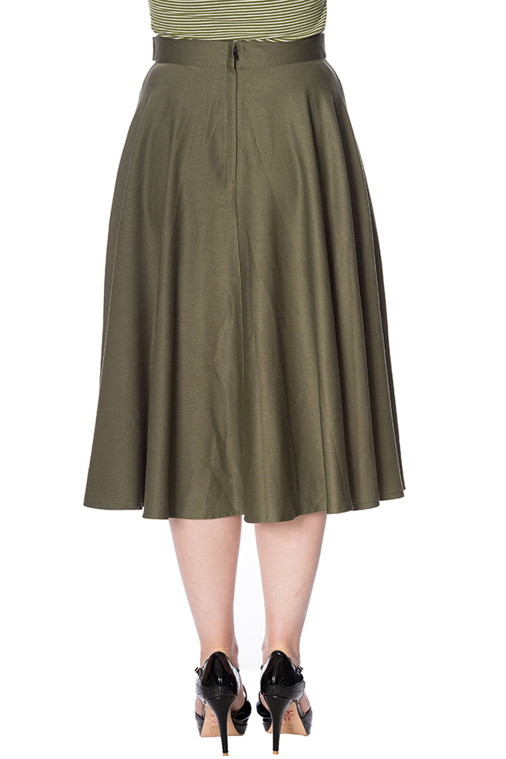 Di Di 50s Olive Green Swing Skirt by Banned Retro