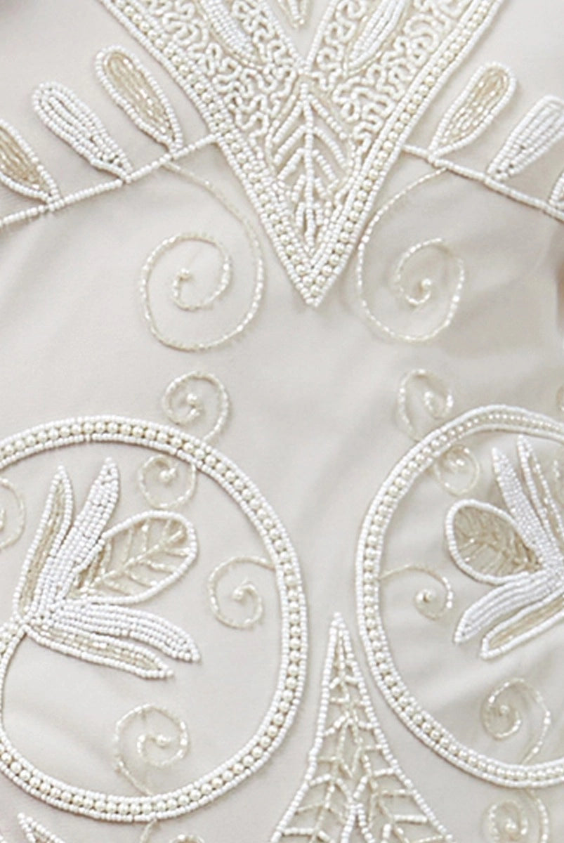 Peacock Flapper Dress in Cream