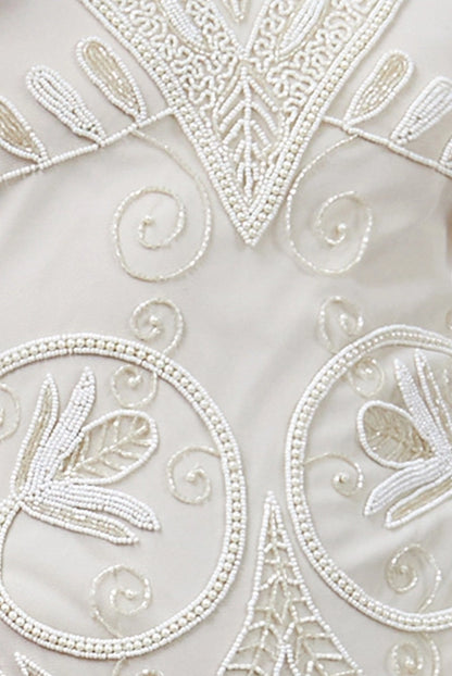 Peacock Flapper Dress in Cream