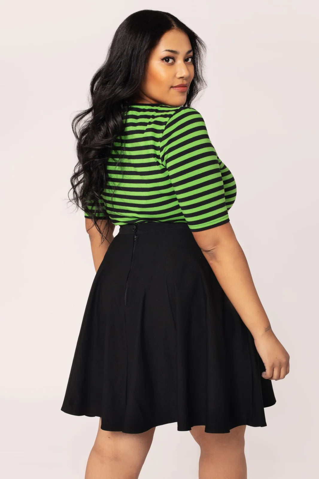 Warlock Top in Green/Black by Hell Bunny