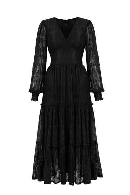 Rhea Black Lace Dress by Hell Bunny