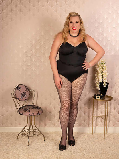 Black Seamed Fishnet Tights H2088F by What Katie Did