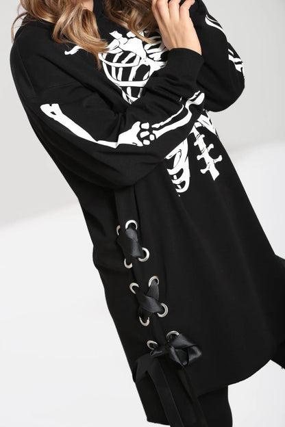 Skeleton Hoodie Dress by Hell Bunny