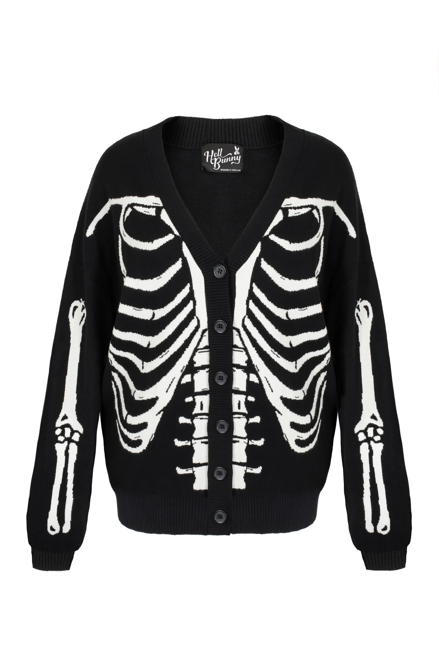 Skeleton Cardigan White/Black by Hell Bunny