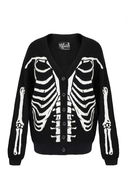 Skeleton Cardigan White/Black by Hell Bunny