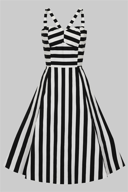 Emma Contrast Stripe Swing Dress by Collectif