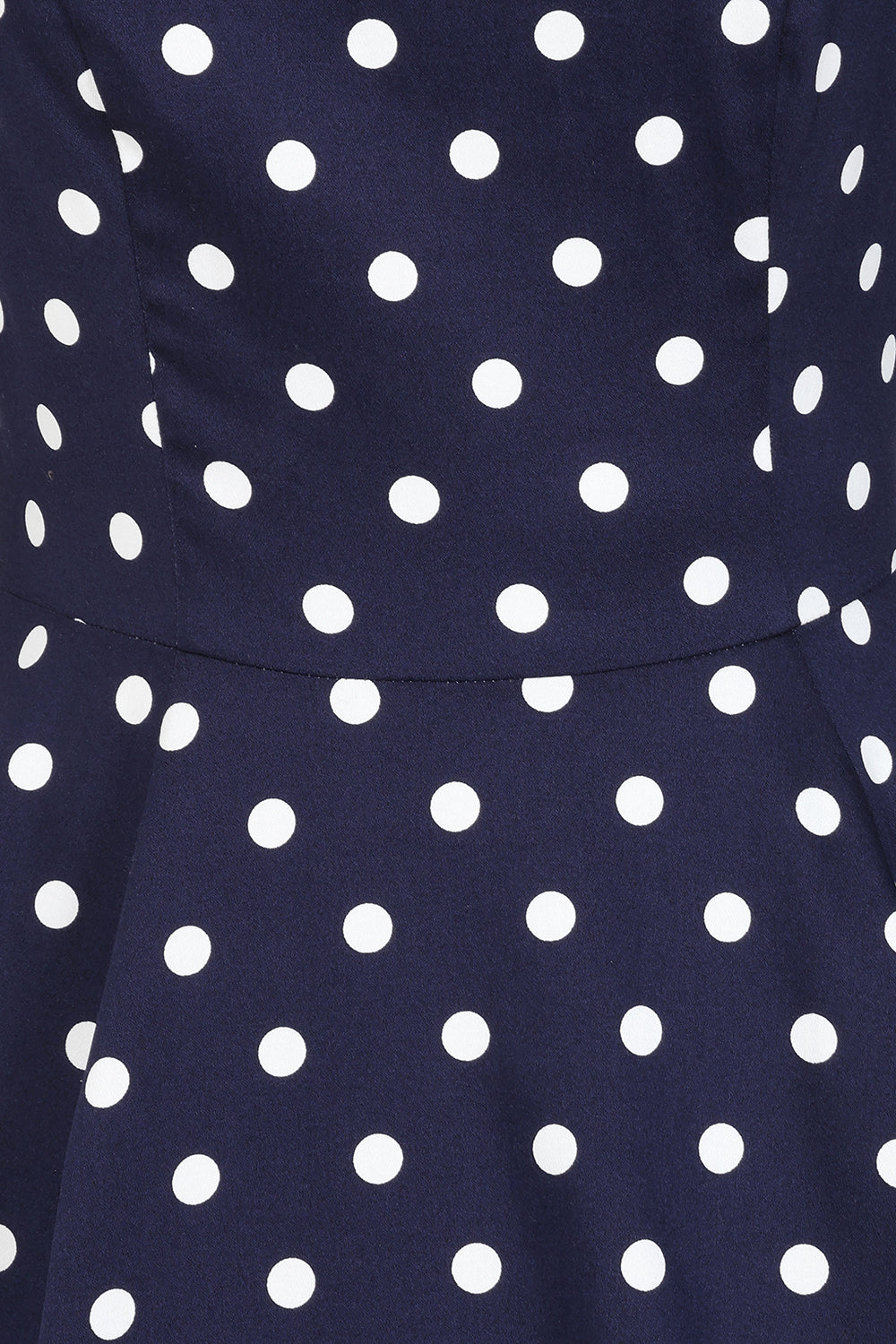 Navy blue dress with white polka dots